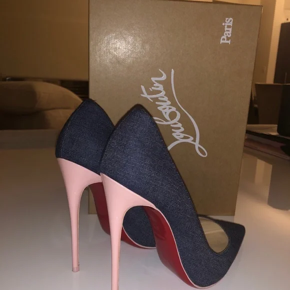 Christian Louboutin So Kate 120 Blue Denim Pink - Picture 5 of 16